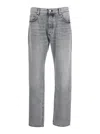 Icon Denim Grey Pants With Belt Loops And Rear Logo Patch In Denim Man