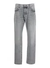 Icon Denim Grey Pants With Belt Loops And Rear Logo Patch In Denim Man In Gray
