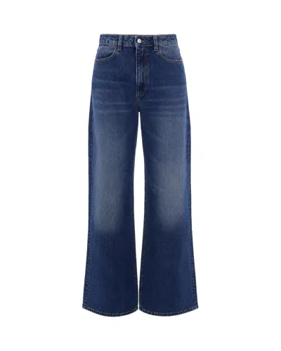 Icon Denim Faded-effect Wide-leg Jeans In Blue