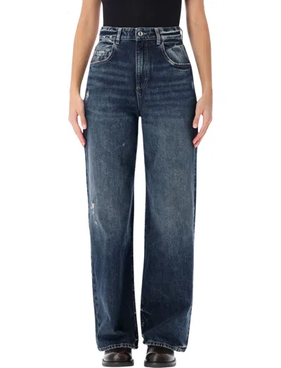 Icon Denim High-rise Wide-leg Jeans In Animal Print
