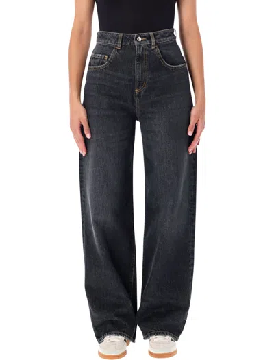Icon Denim High-waist Wide-leg Jeans In Black Washed