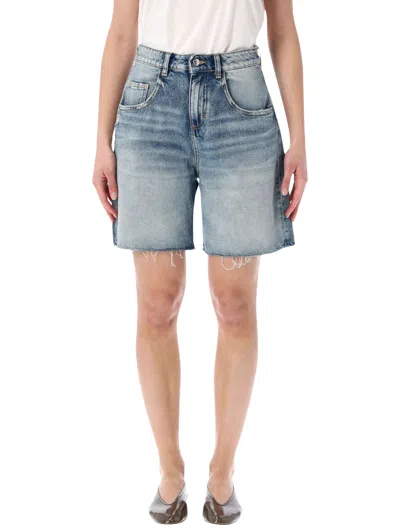 Icon Denim Lea Mid-rise Cotton Shorts In Blue