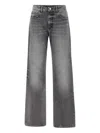 Icon Denim Grey Jeans With Wide Leg And Logo Patch On The Rear In Denim Woamn