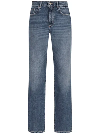 Icon Denim Black High-waisted Slightly Flared Jeans In Blue