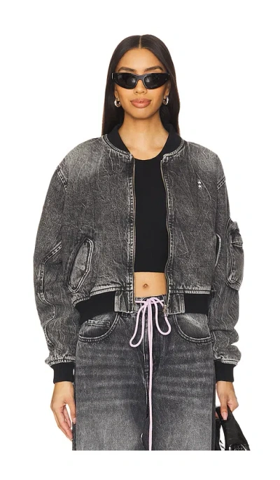 Icon Denim Ivy Denim Bomber In Grey