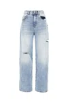 Icon Denim Poppy Light Blue Wide Jeans With Cut-out In Cotton Denim Woman