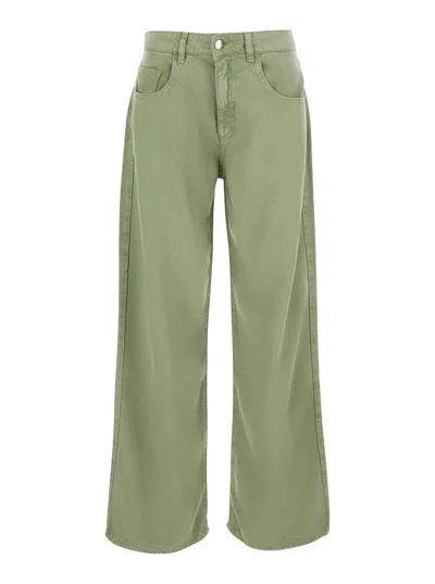 Icon Denim Jeans Beapt2036cac With Five Pockets And Bleach Finish In White Denim For Women In Green