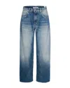 Icon Denim Bea Blue Jeans With Wide Leg And Logo Patch On The Rear In Denim Woman In Blue