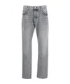 Icon Denim Grey Pants With Belt Loops And Rear Logo Patch In Denim Man In Grey