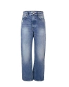Icon Denim Blue High Waisted Wide Jeans In Cotton Denim Woman In Id841