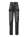 Icon Denim Bianca Aged Effect Slim Fit Jeans With Cargo Pockets In Grey
