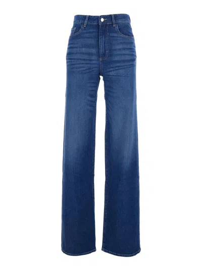 ICON DENIM 'JOIA' BLUE JEANS WITH BELT LOOPS AND LOGO PATCH ON THE REAR IN DENIM WOMAN