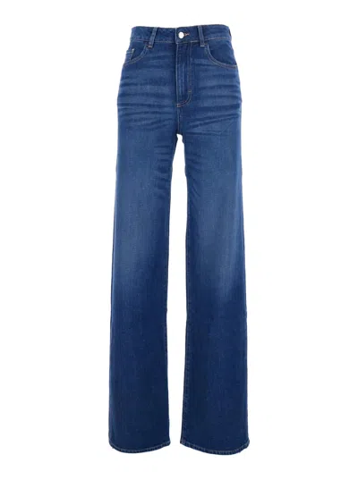 ICON DENIM JOIA BLUE JEANS WITH BELT LOOPS AND LOGO PATCH ON THE REAR IN DENIM WOMAN