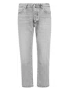 Icon Denim Grey Pants With Belt Loops And Rear Logo Patch In Blue