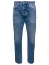 Icon Denim Light Blue Jeans With Belt Loops And Logo Patch On The Rear In Denim Man In Blue