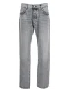 Icon Denim Grey Pants With Belt Loops And Rear Logo Patch In Denim Man In Gray