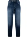 Icon Denim Blue Five Pocket Jeans With Logo Patch On The Back In Blue