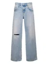 Icon Denim Knee-rip Wide-leg Jeans In Blue