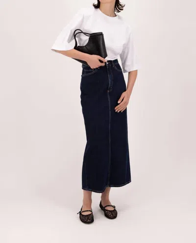 Icon Denim La Suki Midi Denim Skirt In Deep Blue