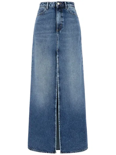 Icon Denim Lara Maxi Denim Skirt In Blue