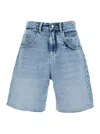 Icon Denim Blue Bermuda Pants With Logo Patch On The Rear In Blu