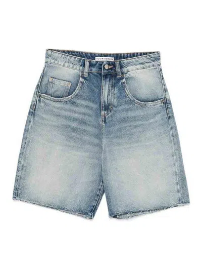 Icon Denim Lea Wide Leg Shorts In Blue
