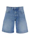 Icon Denim Light Blue Bermuda Pants With Wide Leg And Logo Patch On The Rear