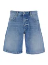 Icon Denim Light Blue Bermuda Pants With Wide Leg And Logo Patch On The Rear In Blue