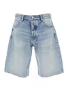Icon Denim Light Blue Bermuda Pants With Wide Leg And Logo Patch On The Rear In Blue
