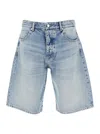 Icon Denim Light Blue Bermuda Pants With Wide Leg And Logo Patch On The Rear In Blue