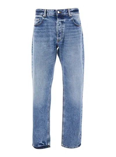 Icon Denim Light Blue Jeans With Belt Loops And Logo Patch On The Rear In Denim Man