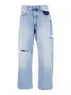 Icon Denim Light Blue Jeans With Cut-out Details On The Front And Wide Leg In Blue