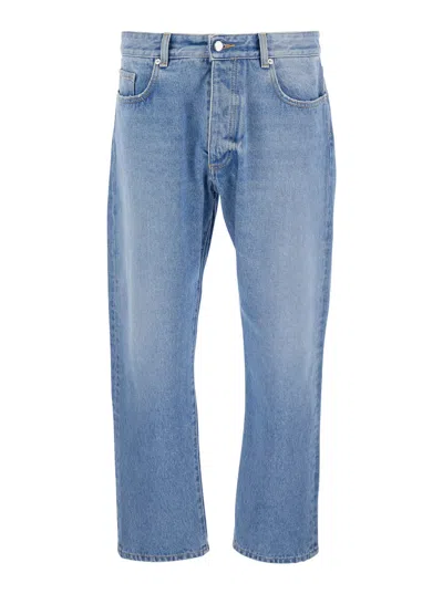 ICON DENIM LIGHT BLUE JEANS WITH LOGO PATCH ON THE REAR IN DENIM MAN