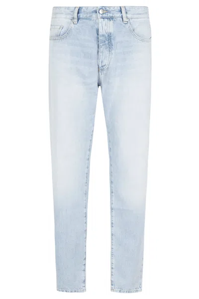 Icon Denim Light Blue Kanye Five-pocket Straight-leg Jeans In White