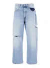Icon Denim Light Blue Jeans With Cut-out Details On The Front And Wide Leg In Blue