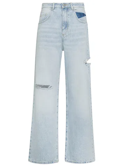 Icon Denim Los Angeles Jeans Poppy In Cotone Con Strappi In Denim