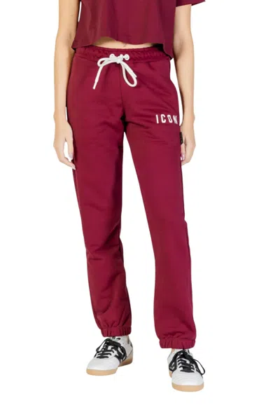 Icon Denim Los Angeles Maroon Cotton Logo Activewear In Burgundy