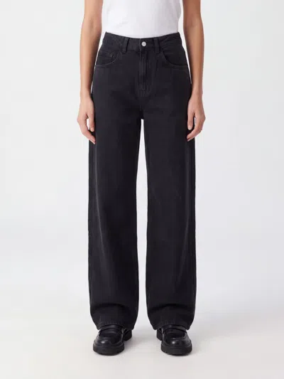 Icon Denim Los Angeles Poppy High-waisted Wide Leg Jeans With Cut-out Details In Black