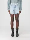 Icon Denim Los Angeles Short  Woman Color Gnawed Blue In Blue