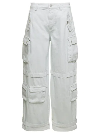 Icon Denim Los Angeles White Low Waisted Cargo Jeans