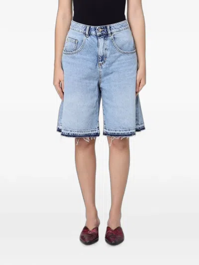 Icon Denim Lulu Raw-edge Denim Shorts In Blue
