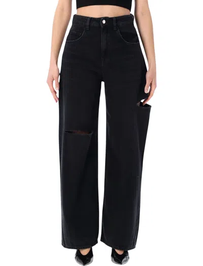 Icon Denim Mid-rise Wide Leg Distressed Jeans