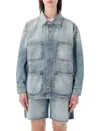 Icon Denim Denim Blue Nika Dropped-shoulder Cotton Denim Jacket In Blue