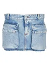 Icon Denim Denim Mini Skirt With Belt Loops In Celeste