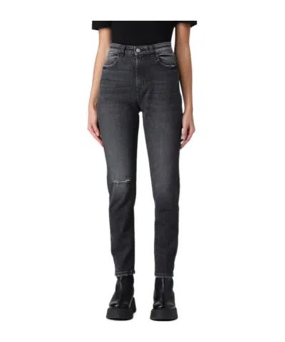Icon Denim Naomi Distressed Slim-fit Jeans In Black