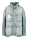Icon Denim Denim Blue Nika Dropped-shoulder Cotton Denim Jacket In Multi