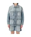 Icon Denim Denim Blue Nika Dropped-shoulder Cotton Denim Jacket In Brown