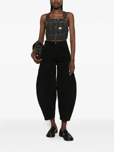 Icon Denim Panelled Jeans In Black