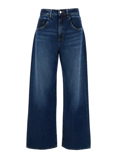 Icon Denim 'poppy' Blue Jeans With Medium Rise And Logo Patch On The Rear In Denim Woman