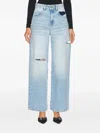 Icon Denim Poppy Light Blue Wide Jeans With Cut-out In Cotton Denim Woman In Blue